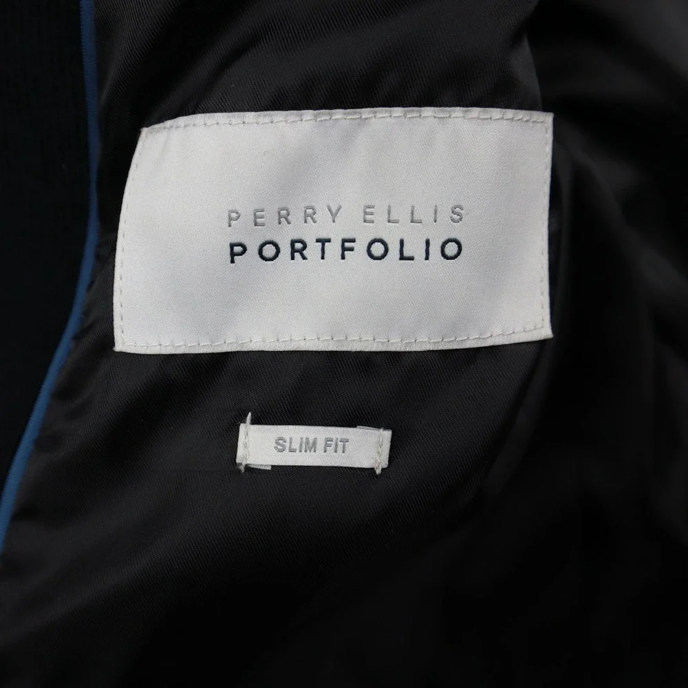 Perry Ellis Portfolio Blazer Mens 40S Slim Fit Black Corduroy Elbow Patches